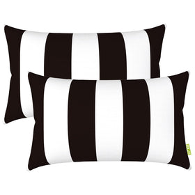 LVTXIII outdoor lumbar pillow cover 12x20 in cabana black for patio decor