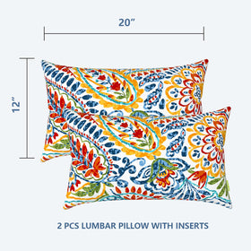 LVTXIII outdoor pillow fabric close-up shows water-repellent and fade-resistant material.