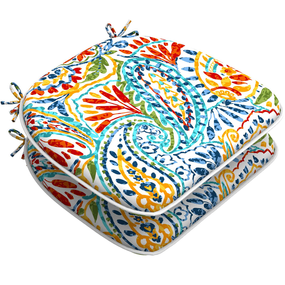 LVTXIII Paisley Multi cushion fabric close-up showing water-repellent weave for outdoor use