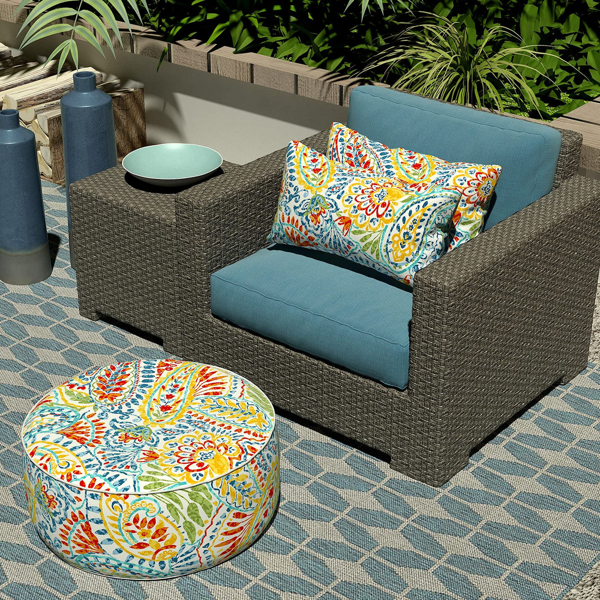 LVTXIII Paisley Multi fade-resistant outdoor cover enduring sunlit patios