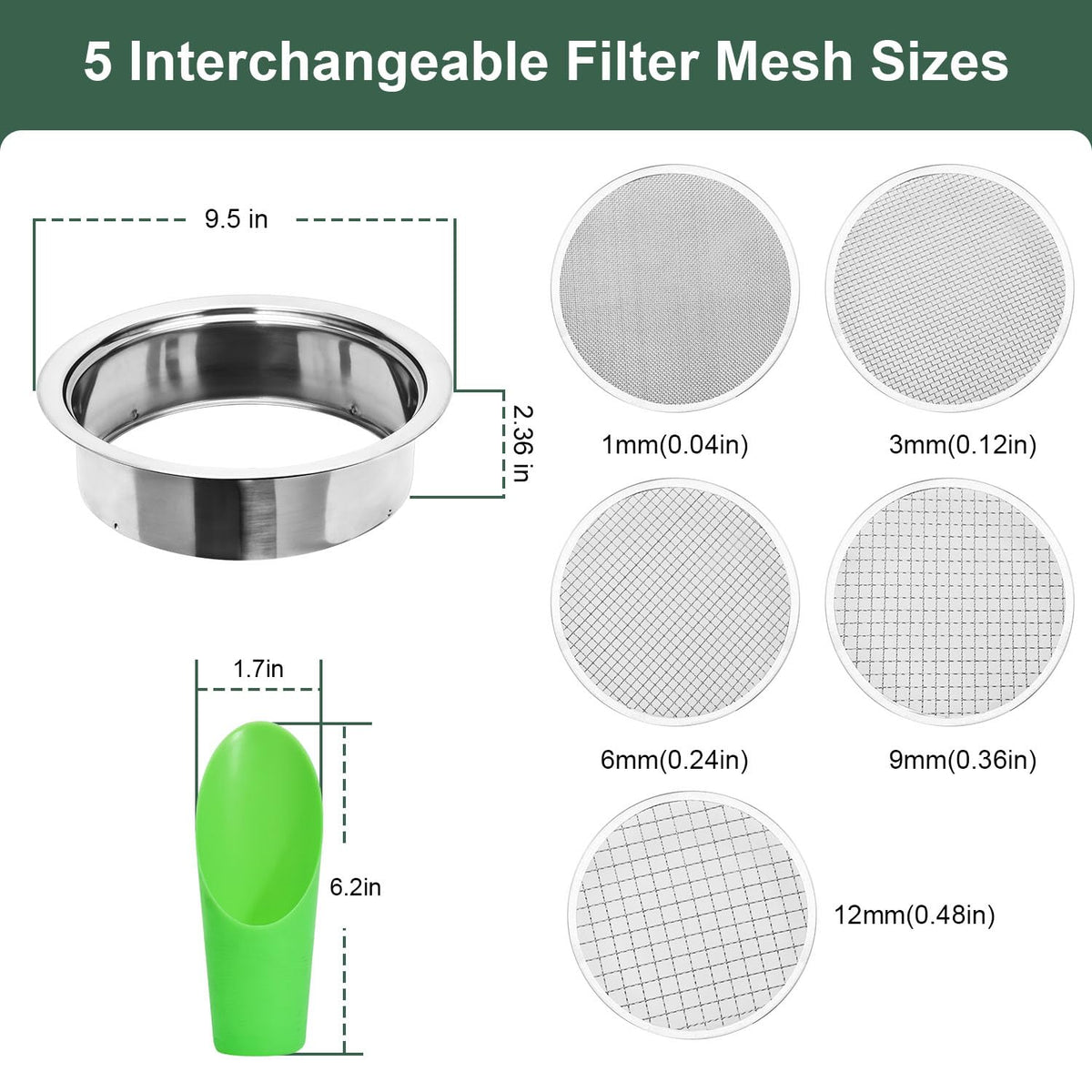 LWADALN 6mm mesh for larger clumps and rocks.