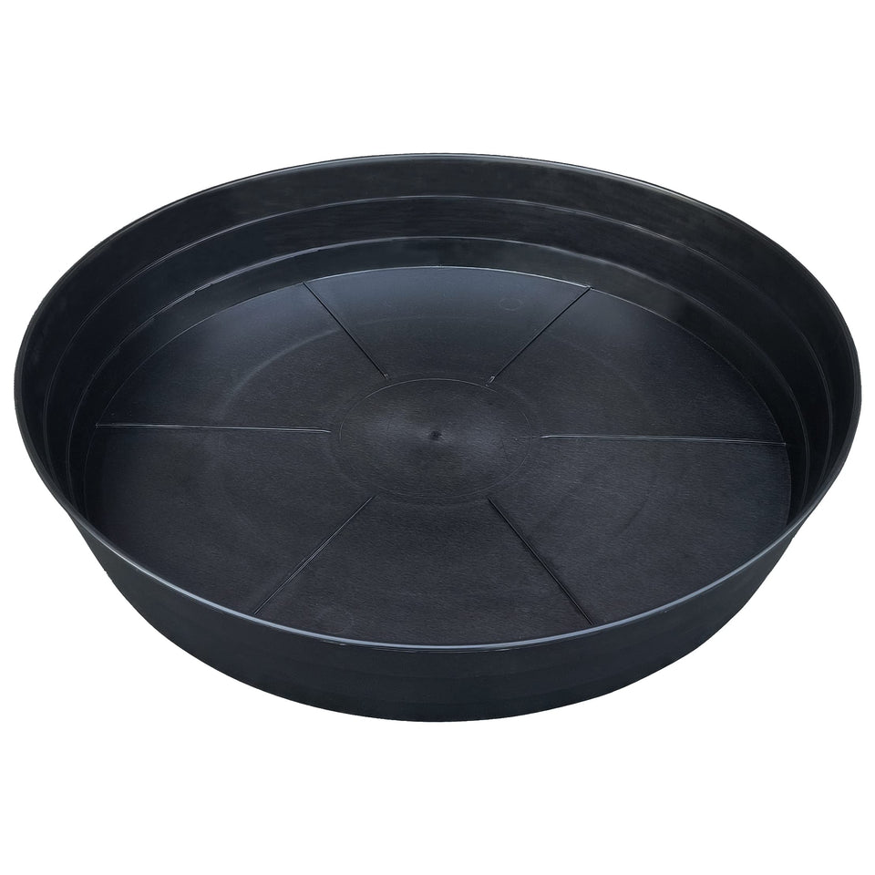 LWALRS 25-inch planter saucer top view shows extra-deep design for overflow protection.