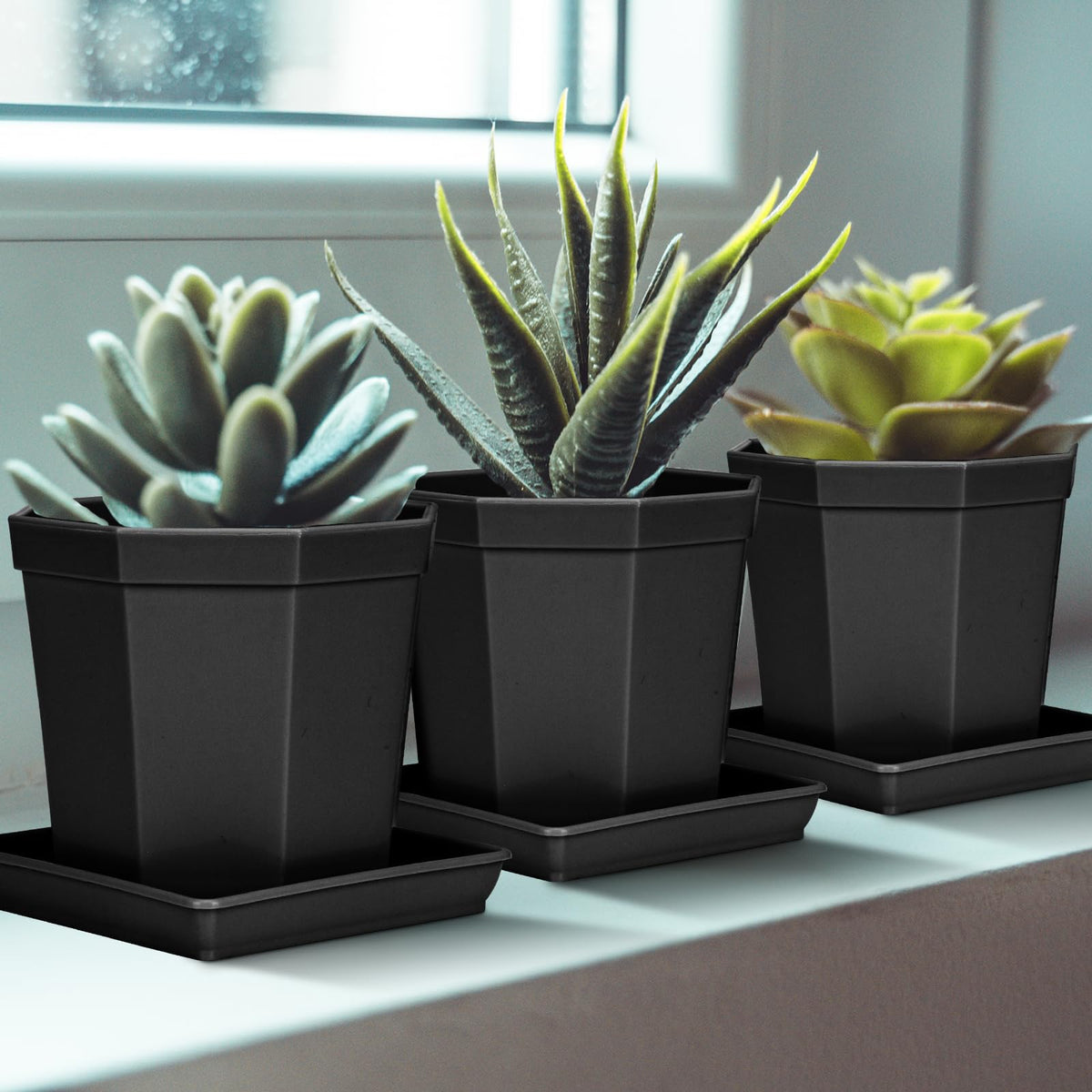 LWALRS five-pack square saucers for pots in a set