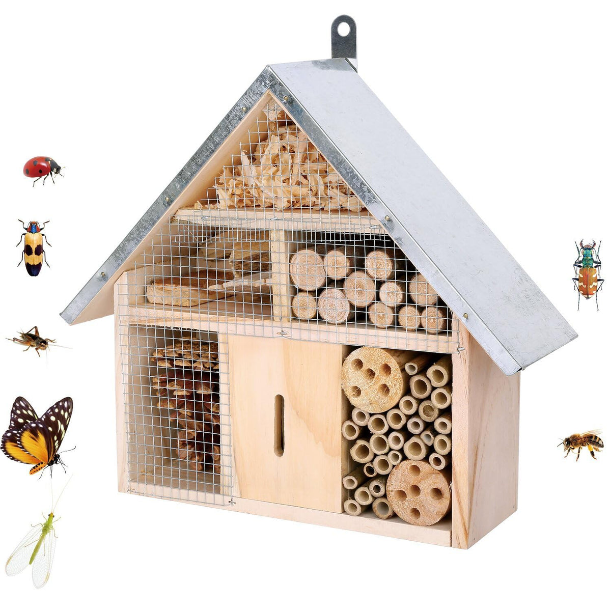 LWINGFLYER hanging bee house in garden boosts biodiversity and beneficial insects