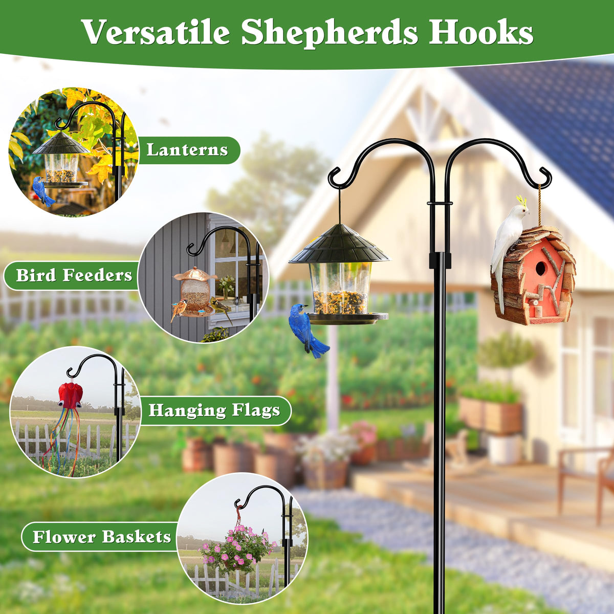 LWWTBS adjustable height 44 60 76 inch shepherd hook for versatile displays.