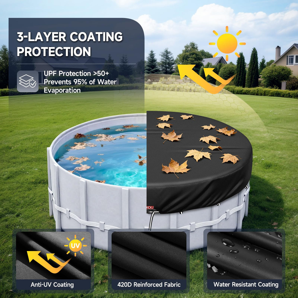 LXKCKJ 11.4 ft compatible fit for round pools.
