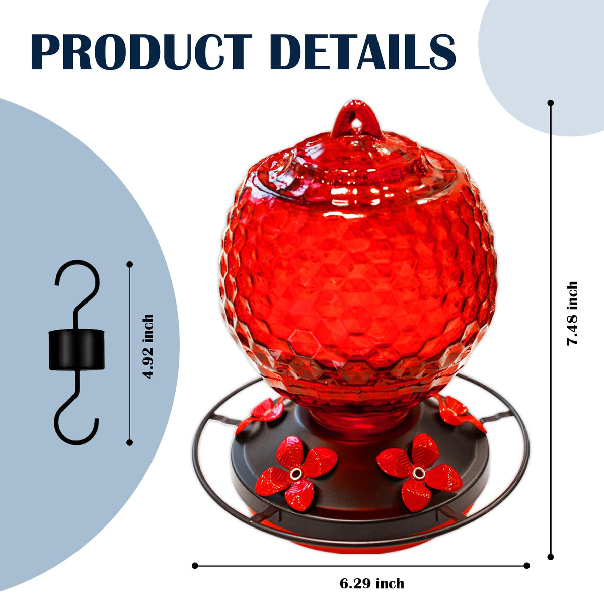 LXliangxin hanging glass hummingbird feeder outdoors-25oz invites birds to your yard.