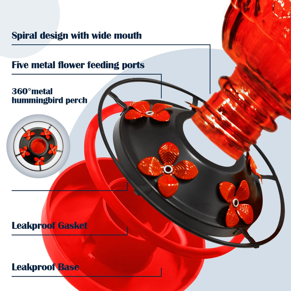 LXliangxin vintage-style spherical glass feeder adds color to your garden.