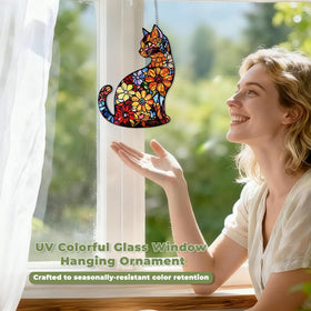 LXTMMRLJQ cat suncatcher stained glass showcases vivid patterns when sun hits