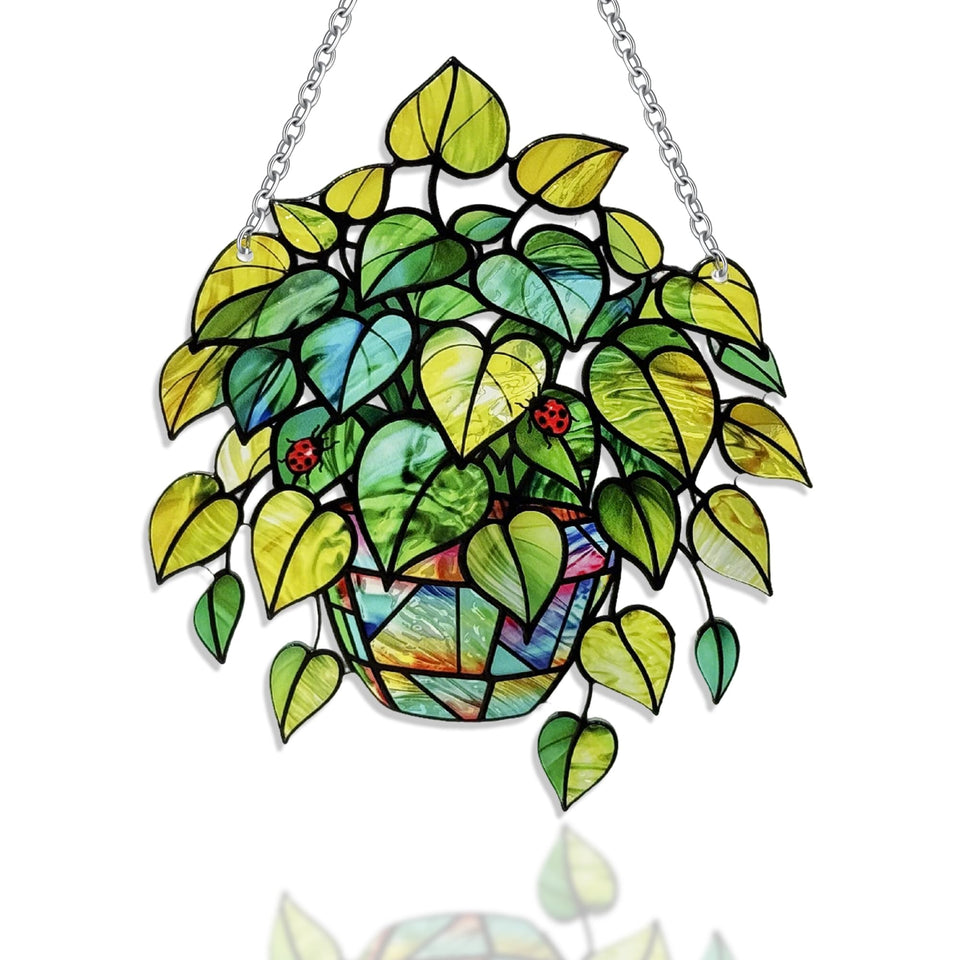 LXTMMRLJQ plant suncatcher glass leaf glows in sunlight for cozy color