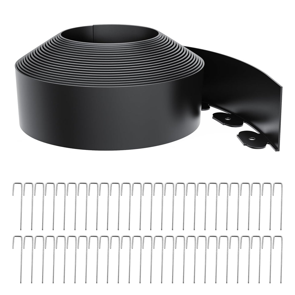 LXVOOEE landscape edging 40ft coil with 4 inch height defines neat lawn borders