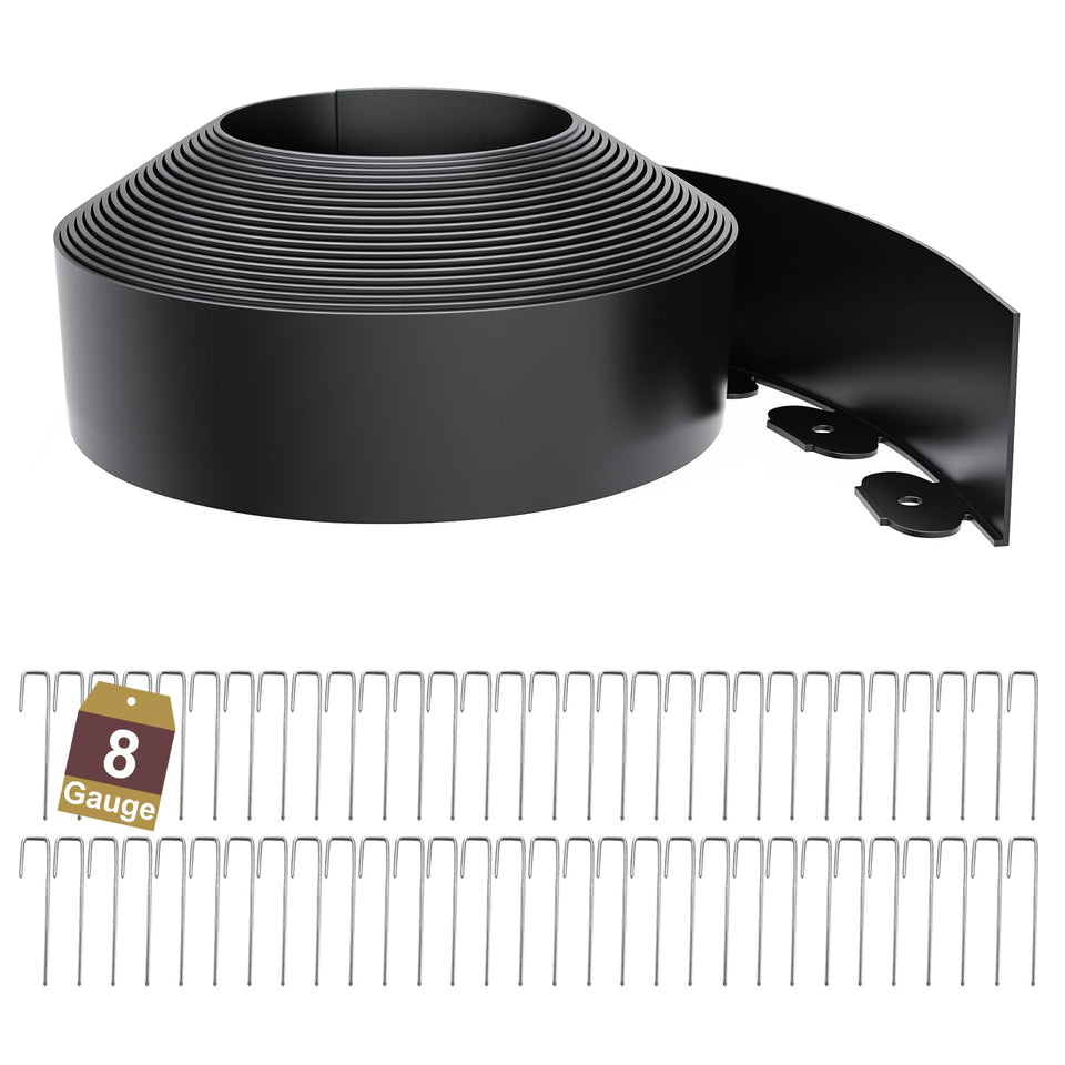 LXVOOEE Landscape edging 50ft coil for clean lawn borders and quick installation.