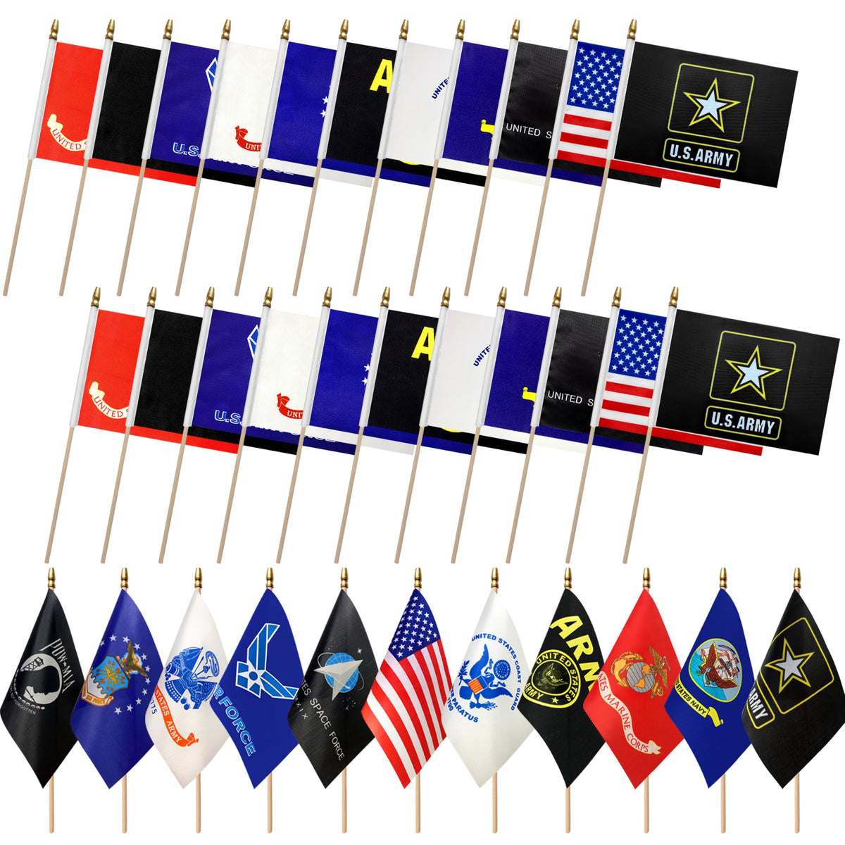 LyButty 22-pack all-branches flags on wood sticks for outdoor displays