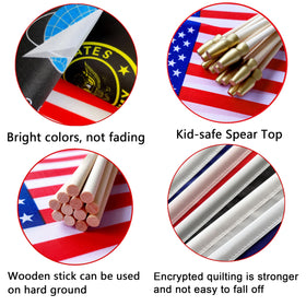 LyButty Black Army Star flag on a stick, durable and fade-resistant