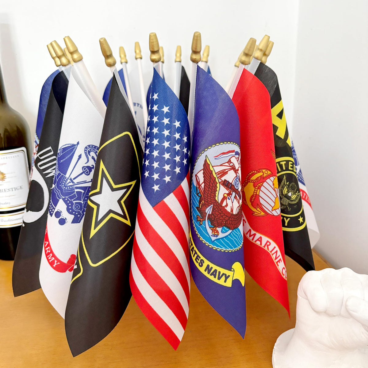 LyButty Space Force flag on a stick for events and tribute displays