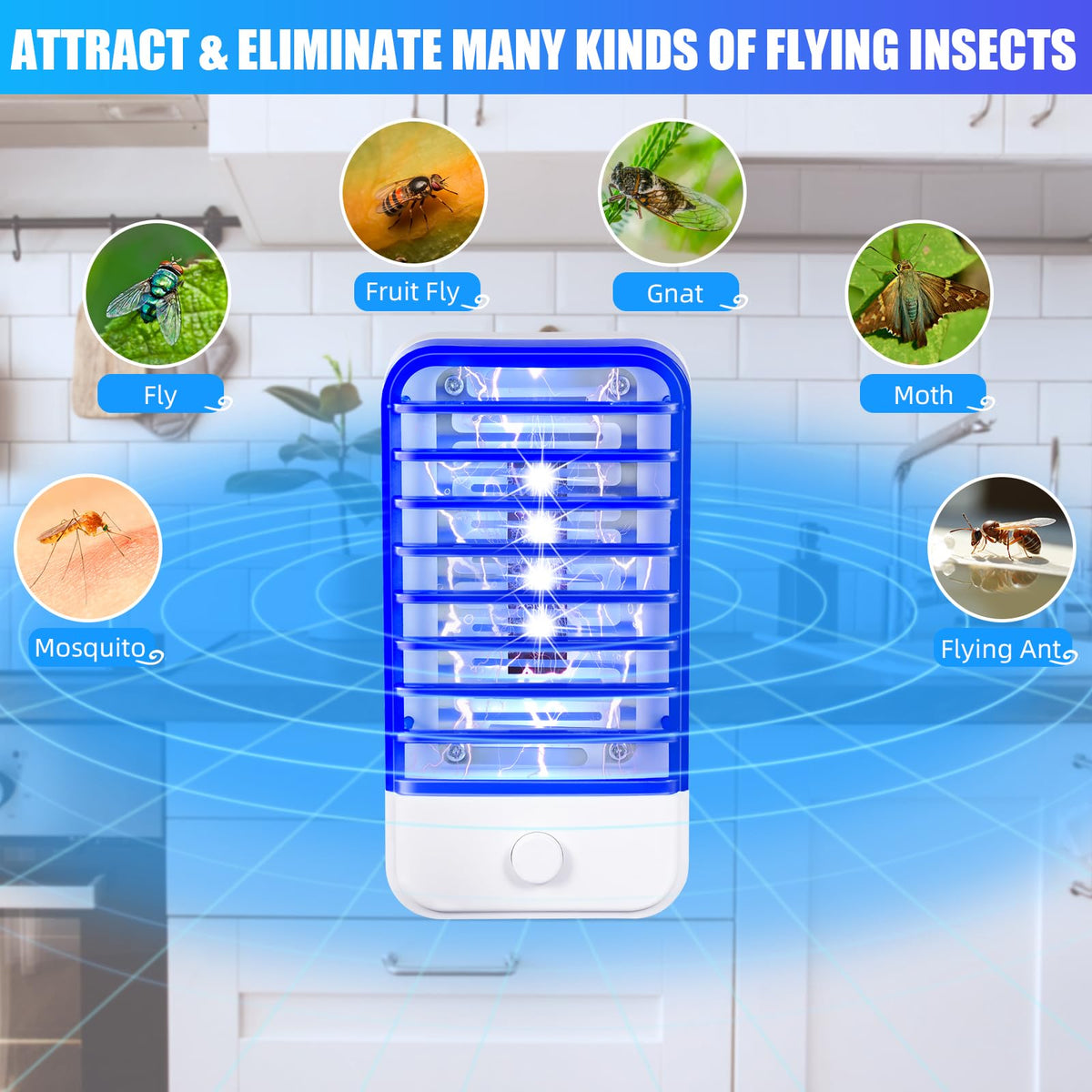 Lycxbfjia bug zapper six-pack top view emphasizes its vertical, outlet-friendly footprint.