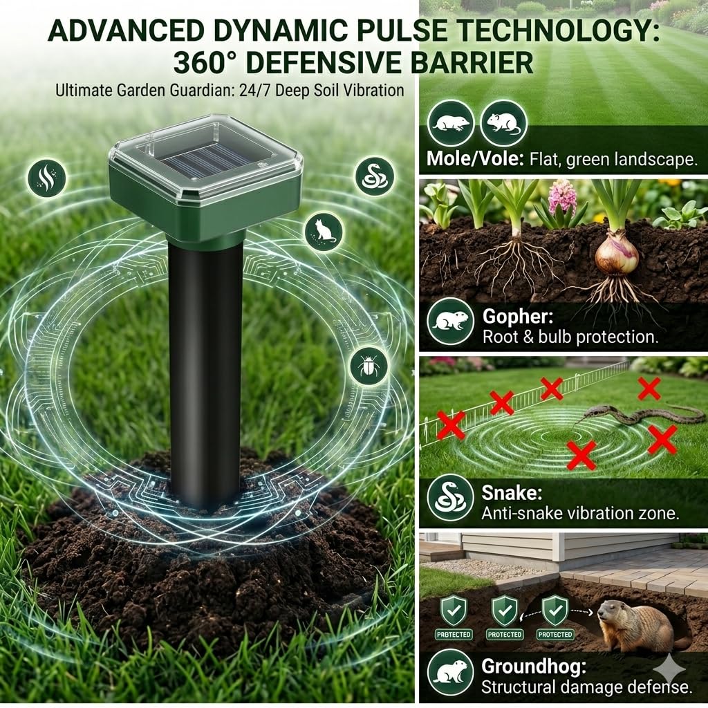 Lycxbfjia IP65 weatherproof mole stake withstands rain and snow for year-round use.