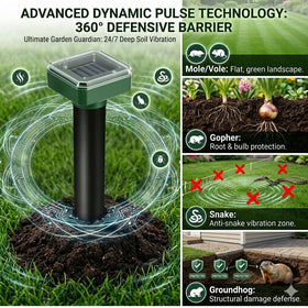 Lycxbfjia IP65 weatherproof mole stake withstands rain and snow for year-round use.