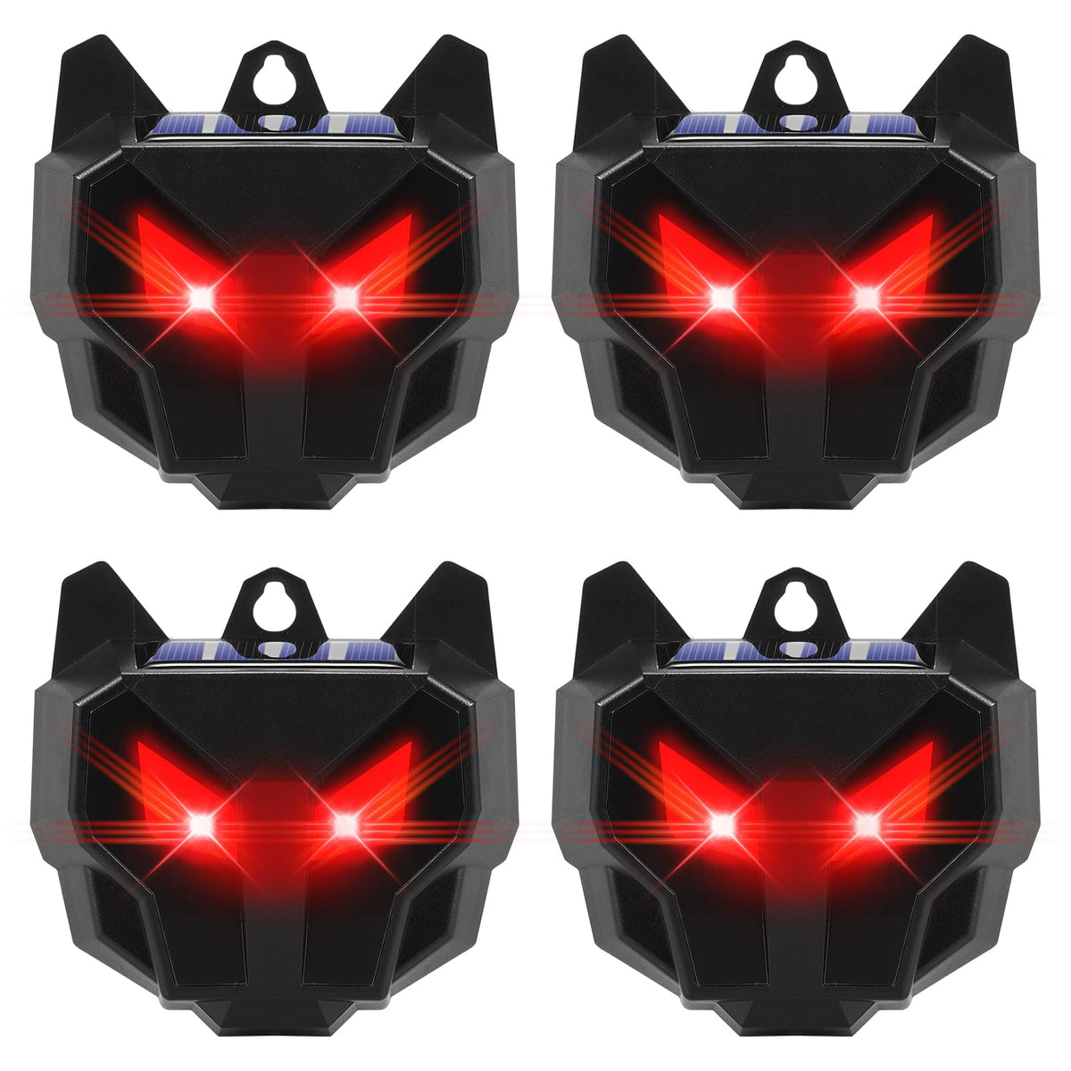 Lycxbfjia Solar Predator Eyes 4-Pack front view demonstrates yard-wide deterrence at night