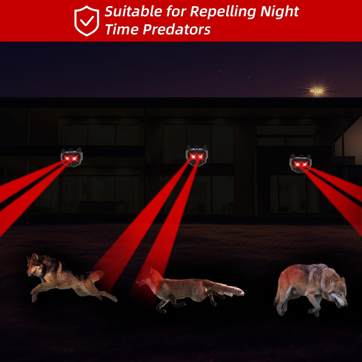 Lycxbfjia Solar Predator Eyes 4-Pack side view highlights easy fence mounting
