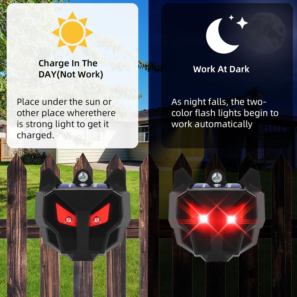 Lycxbfjia Solar Predator Eyes withstands rain and cold for year-round protection