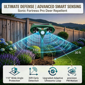 Lycxbfjia Sonic Fortress Pro solar panel powers the deterrent for constant outdoor use