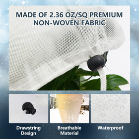 LYDTICK drawstring plant cover secures crops quickly and easily.