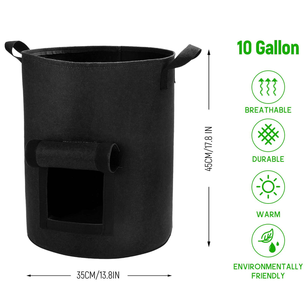Lyincat heavy-duty fabric pot showing reinforced handles for portability.