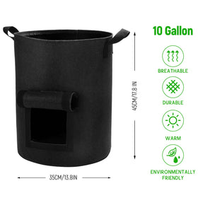 Lyincat heavy-duty fabric pot showing reinforced handles for portability.