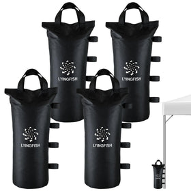 LYINGFISH canopy weights in front view show rugged 800D fabric and straps for windproof anchoring