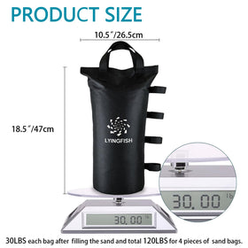 LYINGFISH canopy weights with wide Velcro wrap around tent leg for secure fit