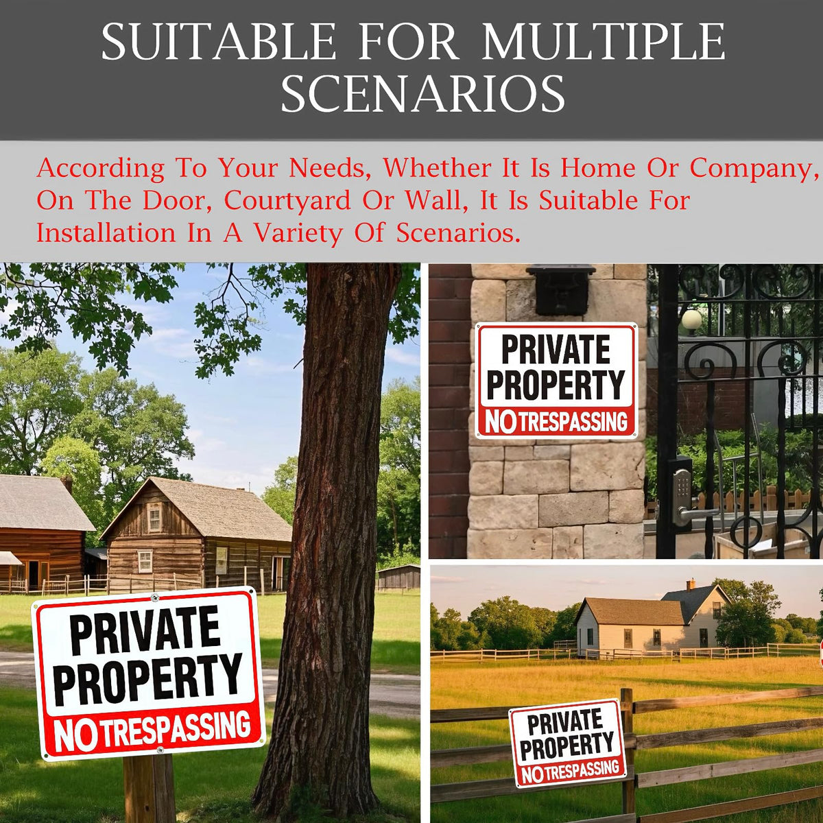 Lykjdnz easy-mount no trespassing sign suitable for fences or posts