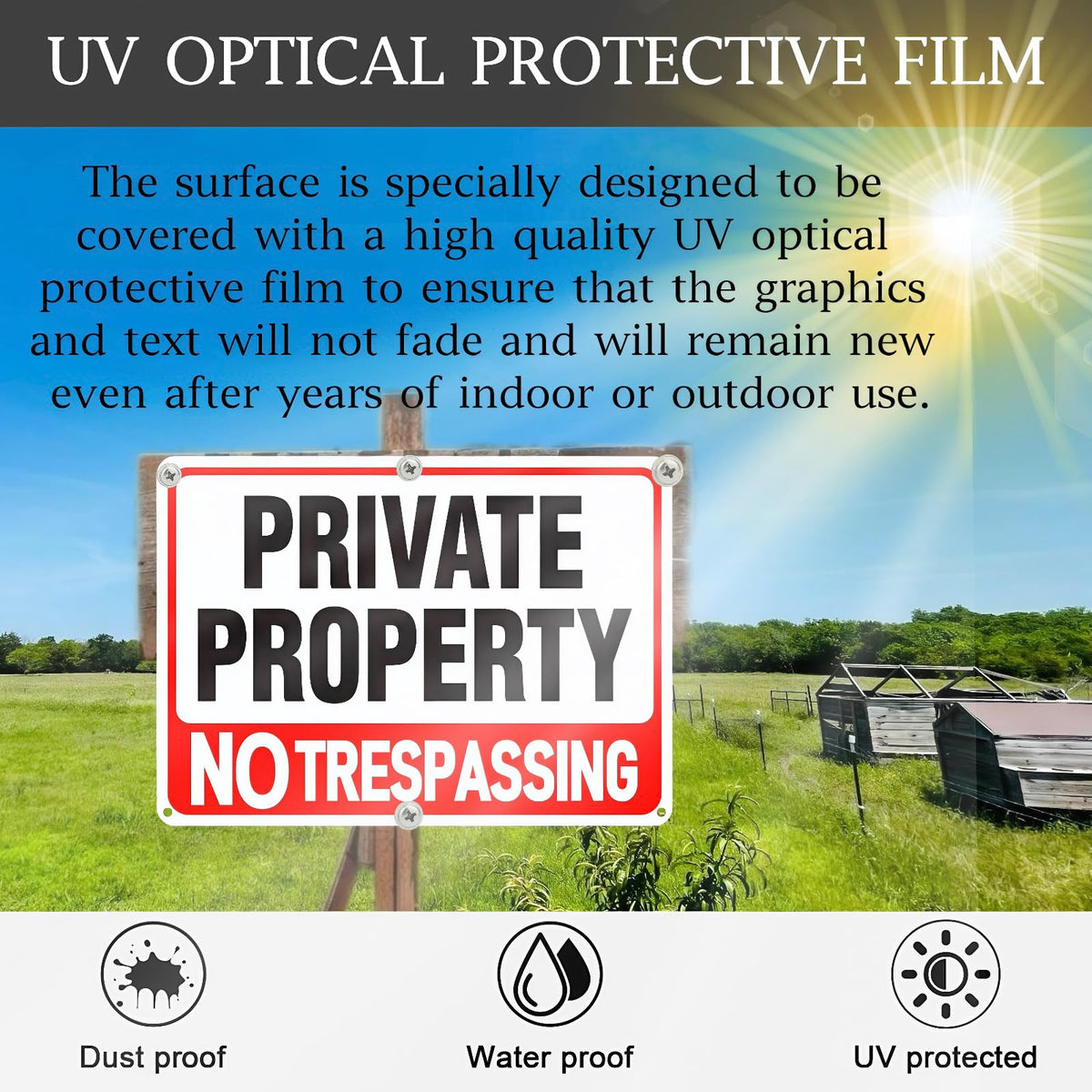 Lykjdnz waterproof no trespassing sign ideal for outdoor areas