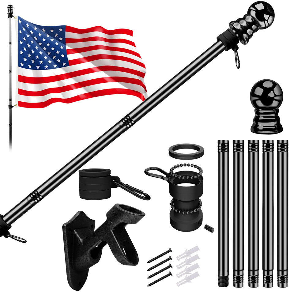 LYNSHION American flag with pole assembly for durable outdoor display.