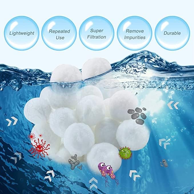 LYQC filter balls in action support efficient pool filtration and easy cleaning.