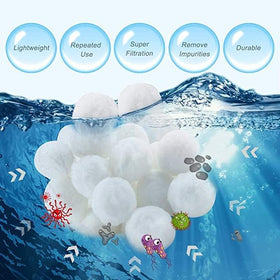 LYQC filter balls in action support efficient pool filtration and easy cleaning.