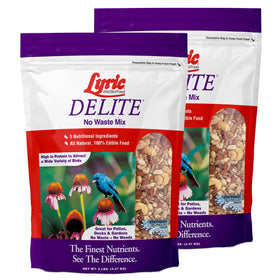 Lyric Delite wild bird seed in outdoor feeders delivers fresh, waste-free nutrition.