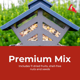 Lyric Fruit and Nut Wild Bird Seed high-energy mix suited for various feeders.