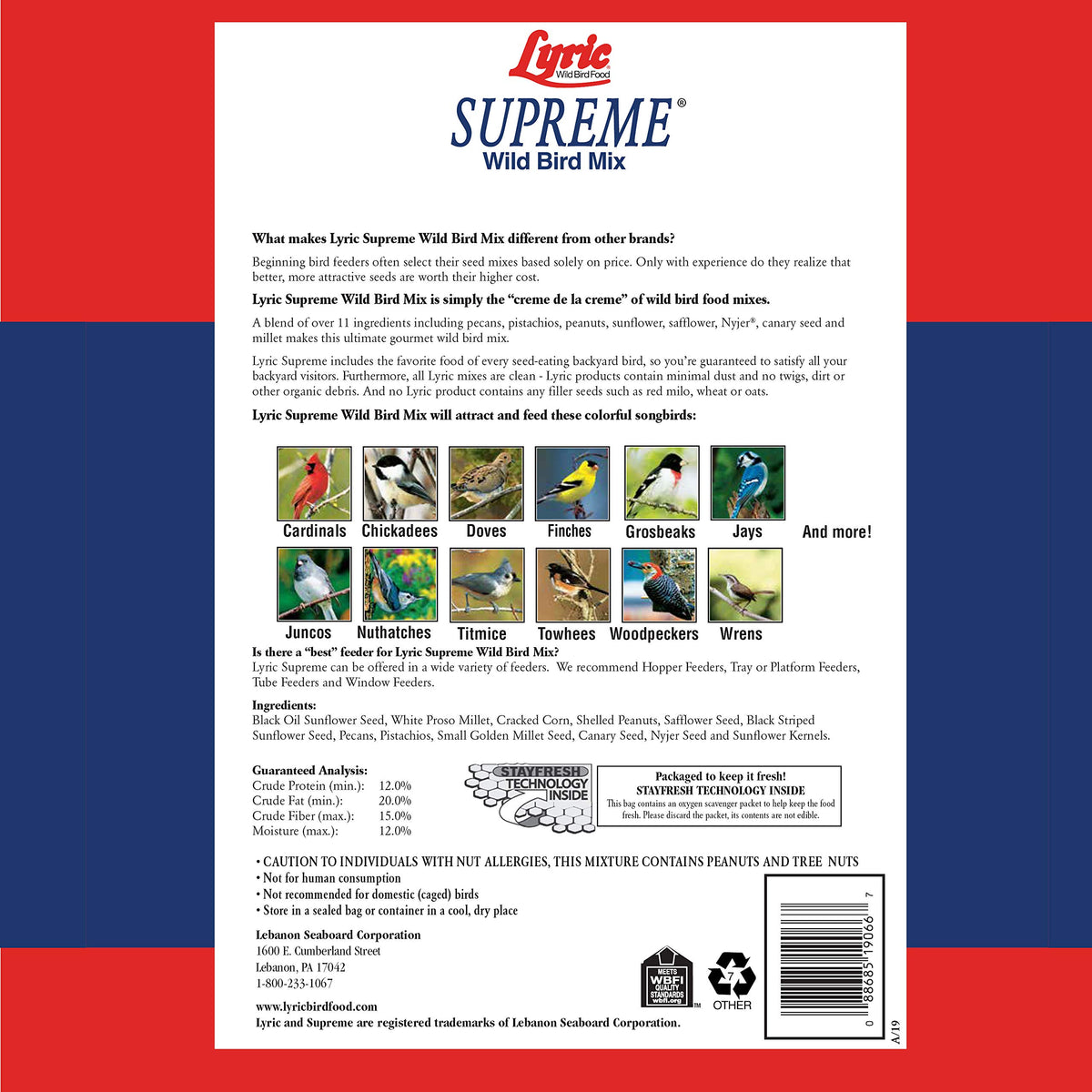 Lyric Supreme mix seed closeup shows over 50% sunflower content for birds