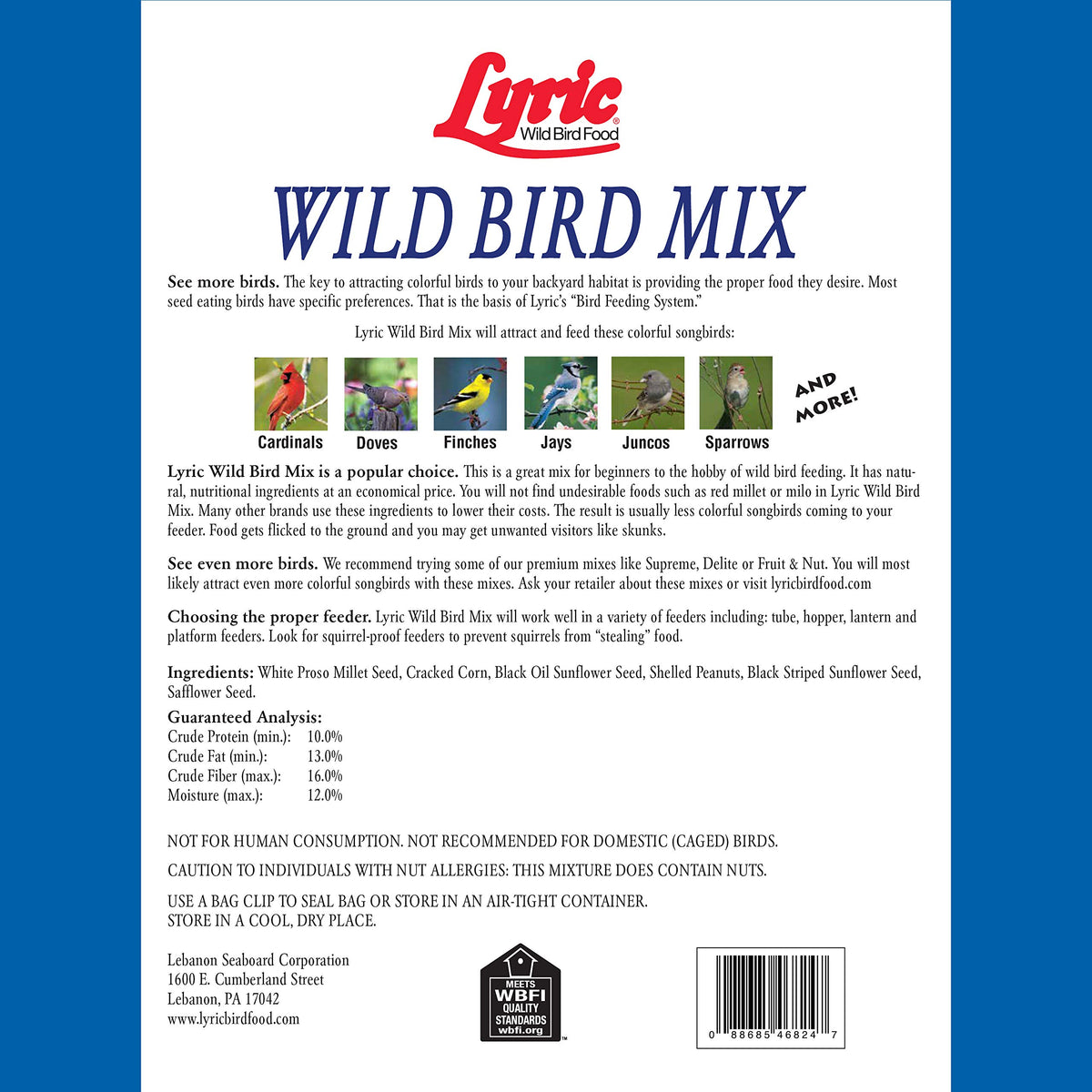 Lyric Wild Bird Mix seed variety close-up, attracts cardinals and jays.