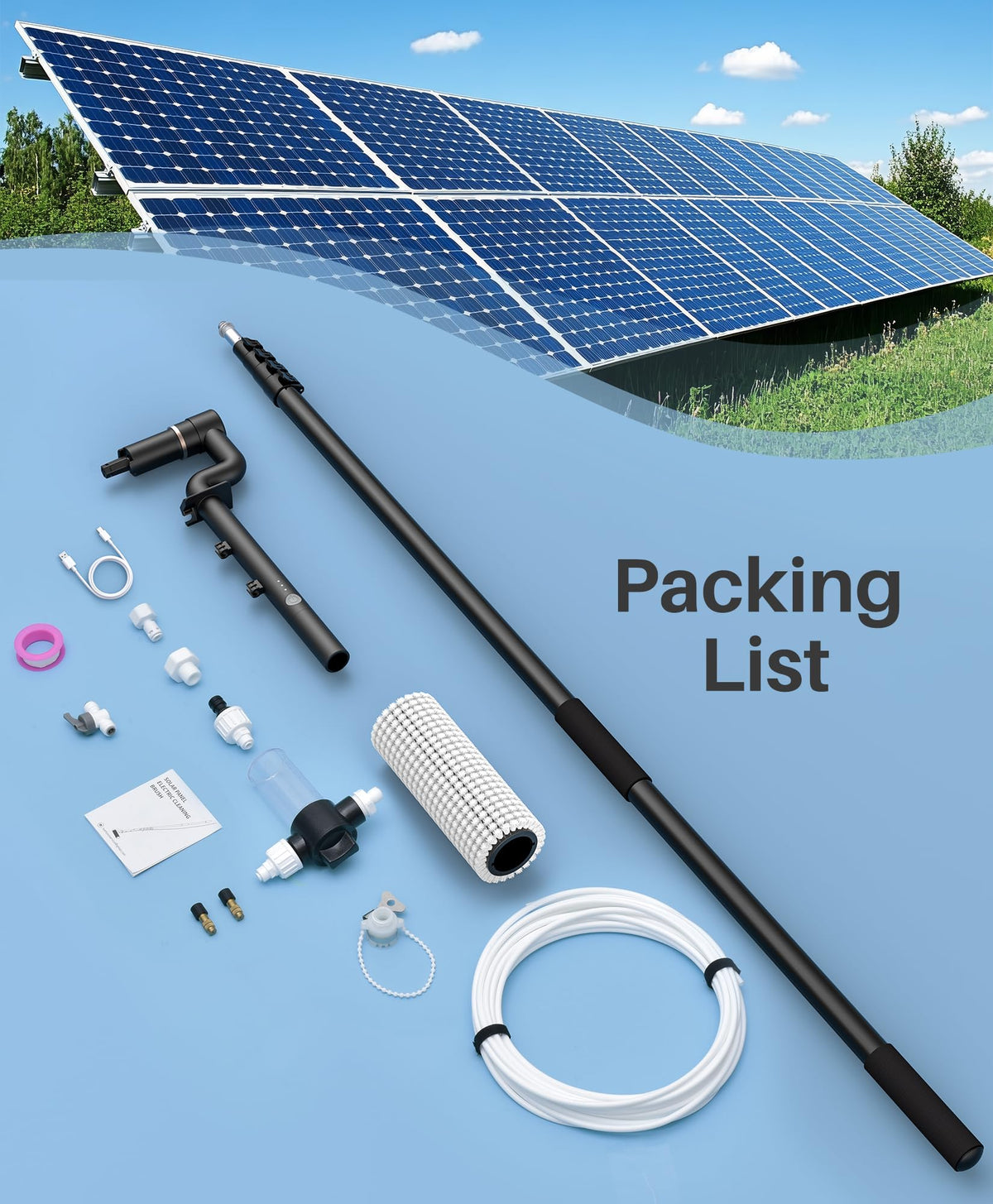 LyriFine all-in-one cleaning kit ready for solar panels and outdoor glass