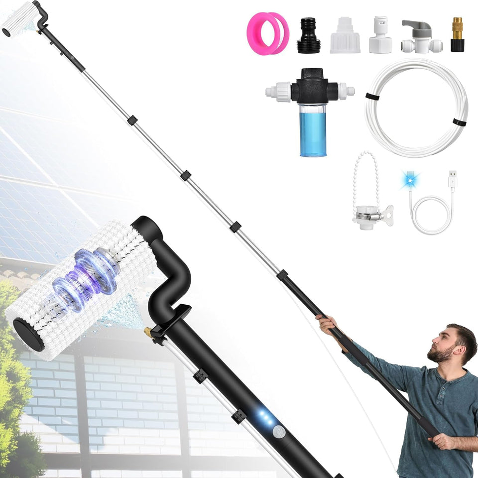LyriFine electric brush head for solar panels delivering gentle, effective grime lift