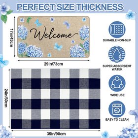 Lyrow buffalo check welcome doormat with non-slip backing for safety