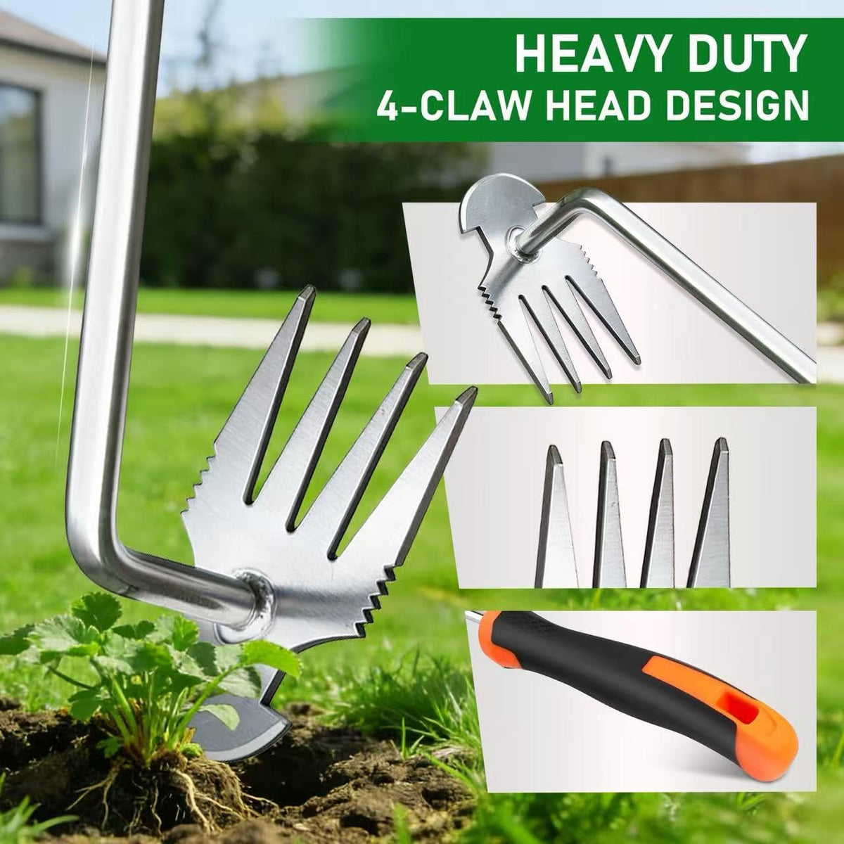 LYROYREG 4-tine weeder designed to extract deep weed roots.