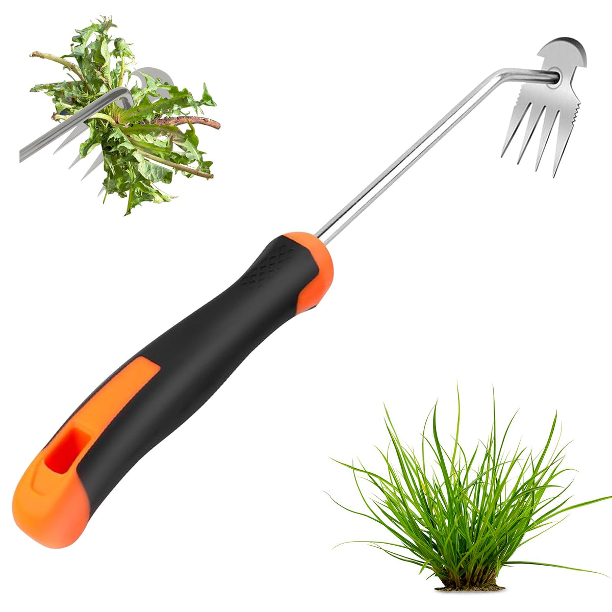 LYROYREG weed puller 2-in-1 head for precise root removal in lawns and gardens.
