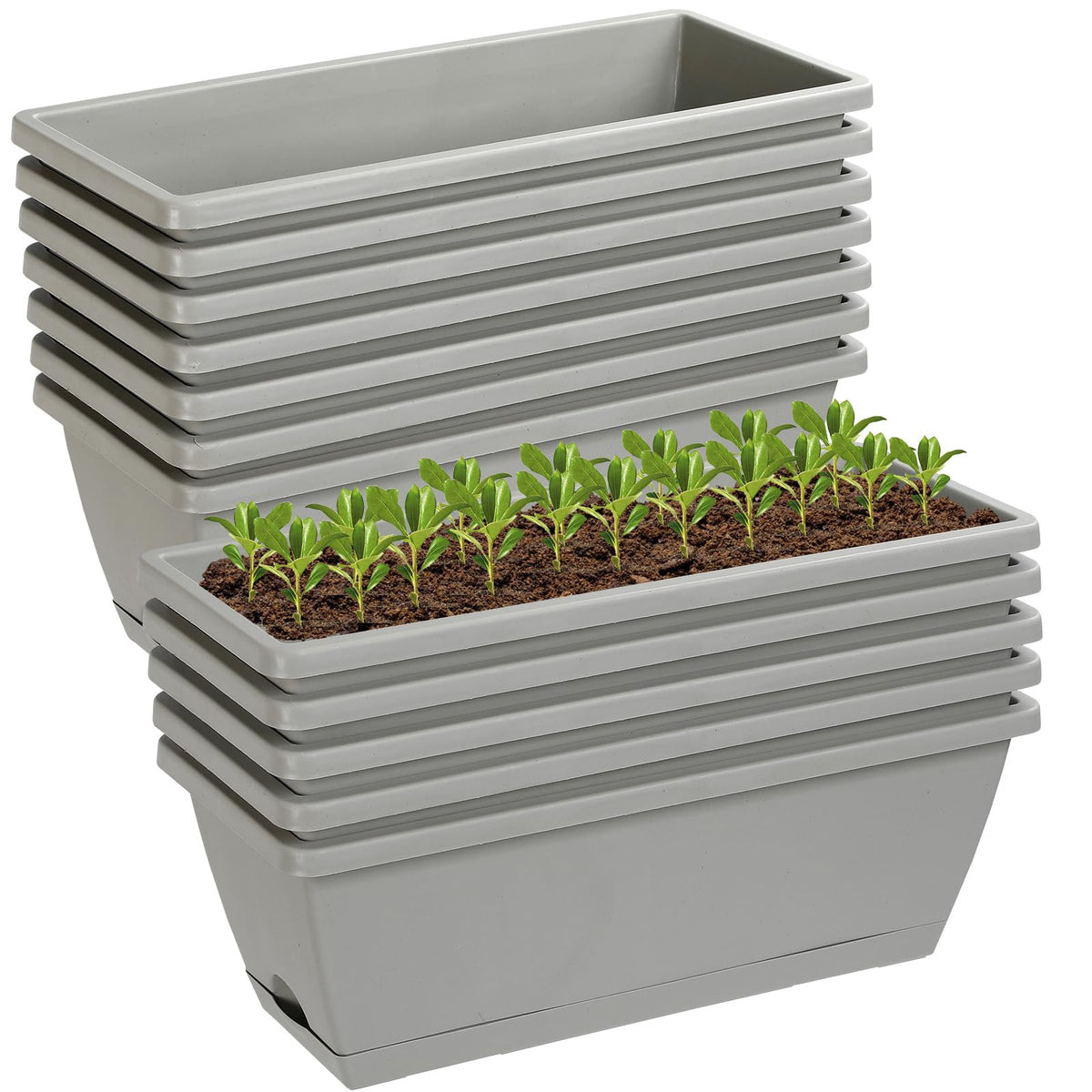 Lysjtsr 12Pcs rectangle planter box setup for versatile indoor outdoor planting.