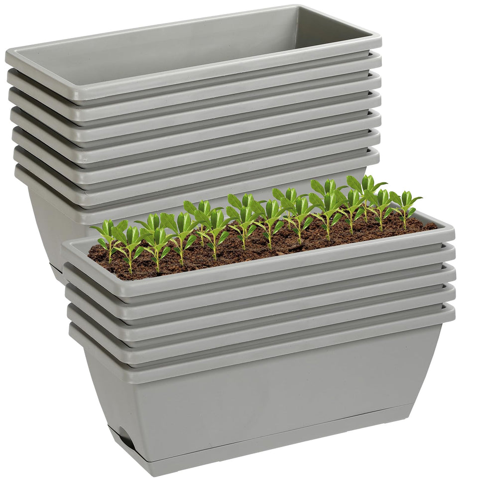 Lysjtsr 12Pcs rectangle planter box setup for versatile indoor outdoor planting.
