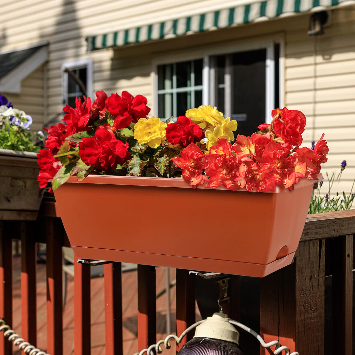 Lysjtsr rectangular planter 16.6 x 6 x 7 inches for easy balcony placement.