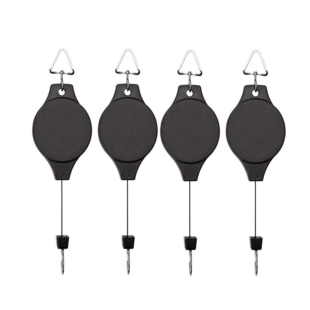 Lythor 4-pack plant hook pulley demonstrates secure hanging for heavy pots.