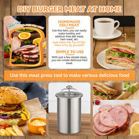 LYW spring-loaded platen ham press for even moisture removal and dense slices.